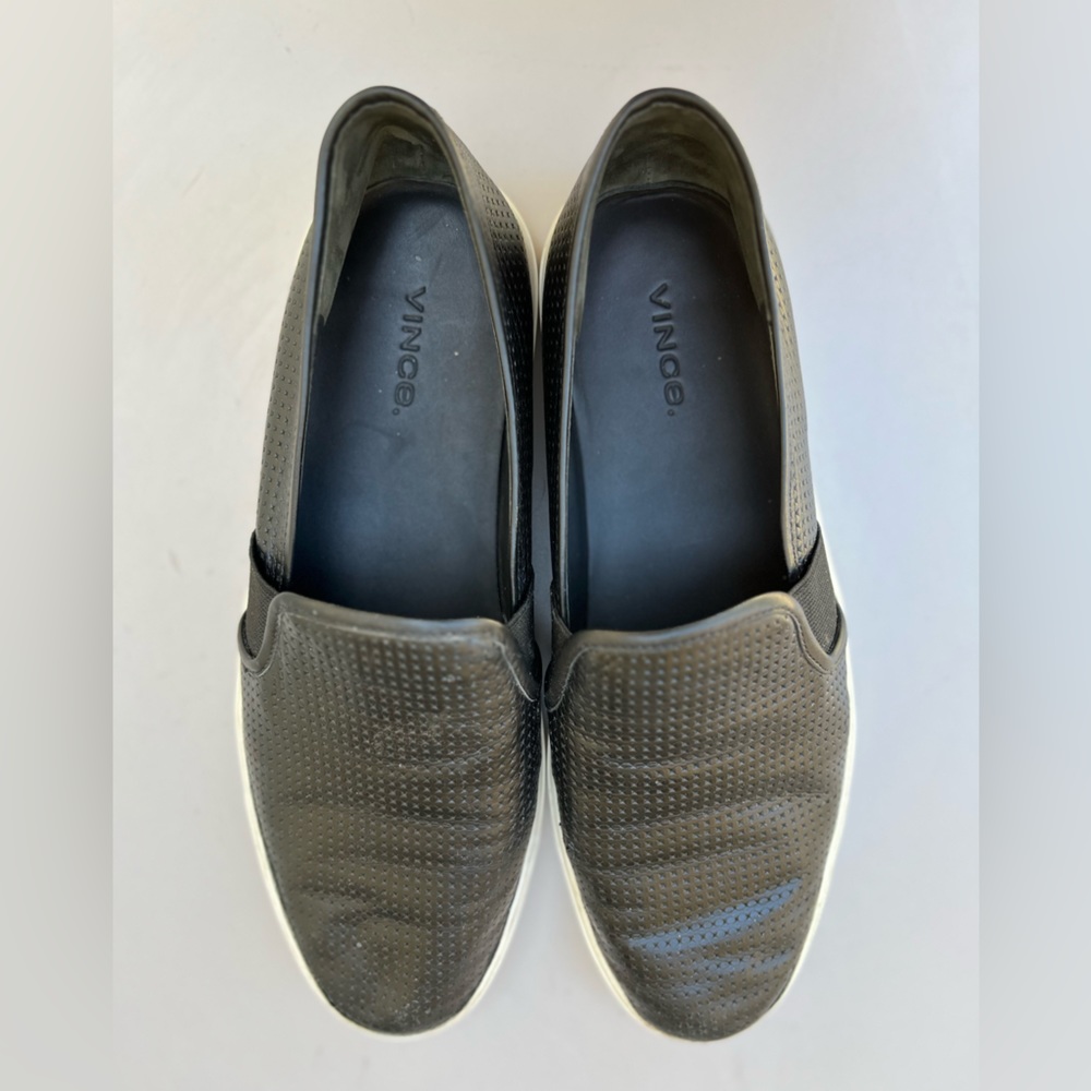 Vince Blair Perforated Slip On Leather Sneakers